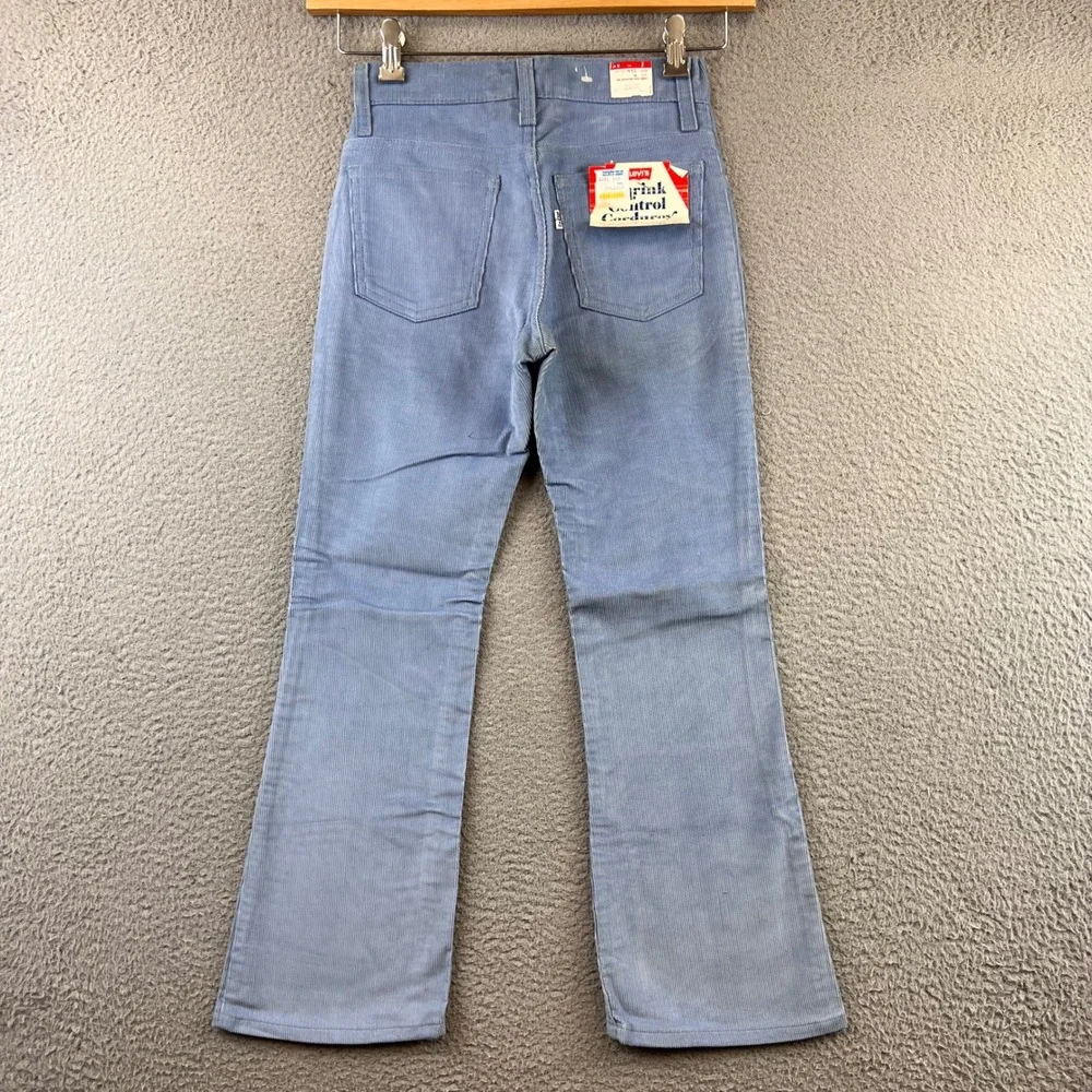 New Vintage 70s Levi's Kids Girls‎ Blue Corduroy Bell Bottom Jeans Size 11